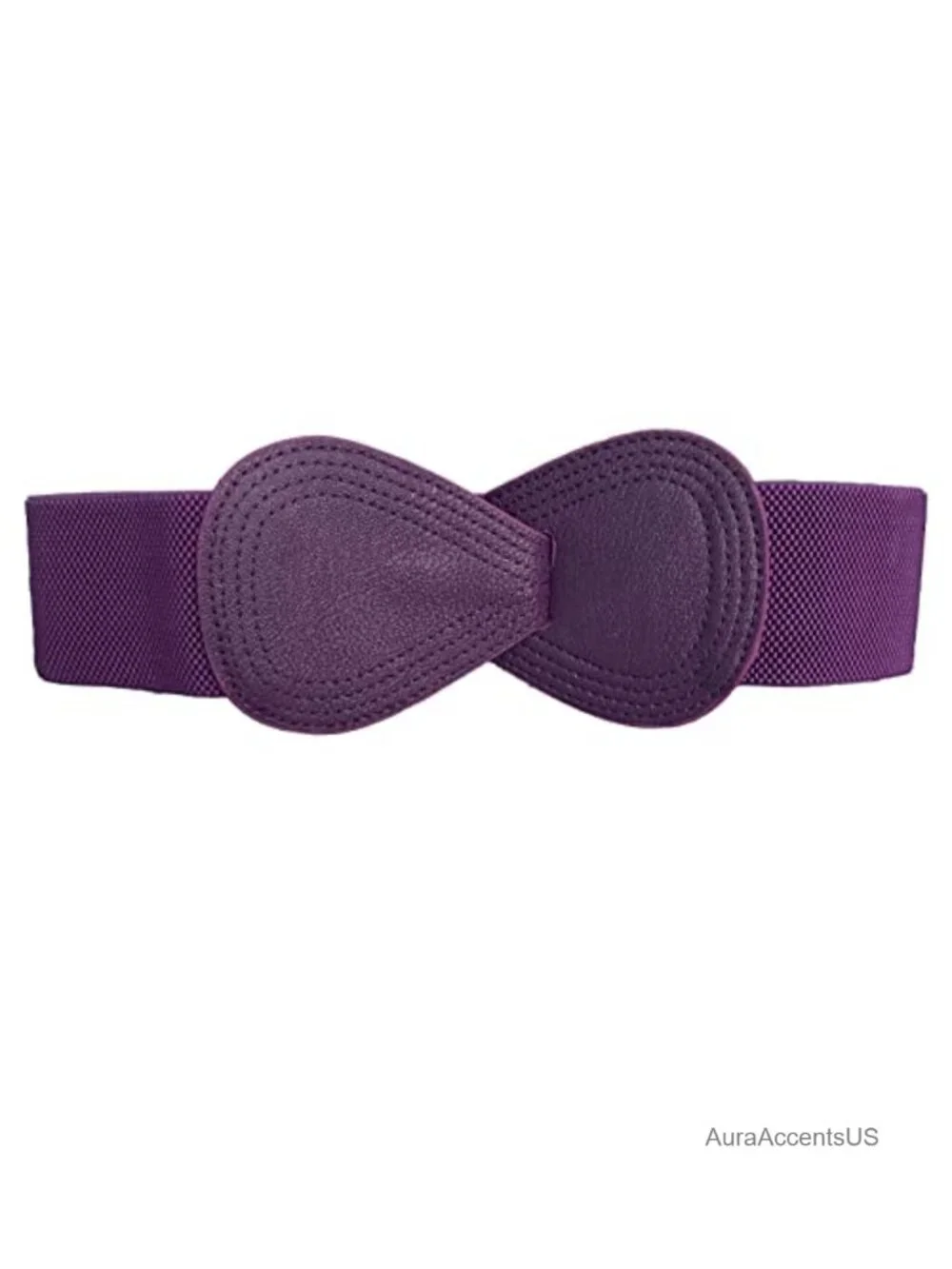 Stretchy Faux Leather Elastic Waist Belt with Interlock Buckle for Dresses &